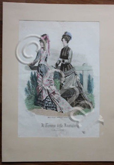 Stampa FIgurino moda abbigliamento epoca donna - Milano - 1875 … | Immagine Gallery 2