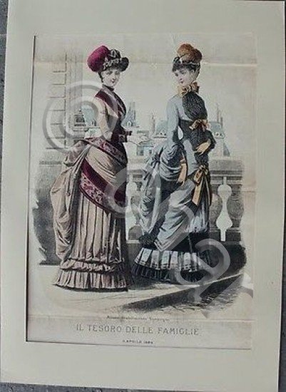 Stampa FIgurino moda abbigliamento epoca donna - Milano - 1884 … | Immagine Gallery 2