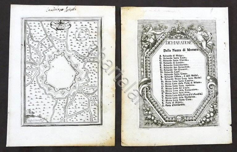 Stampa fortificazioni - Pianta città di Mortara - G.B. Sesti …