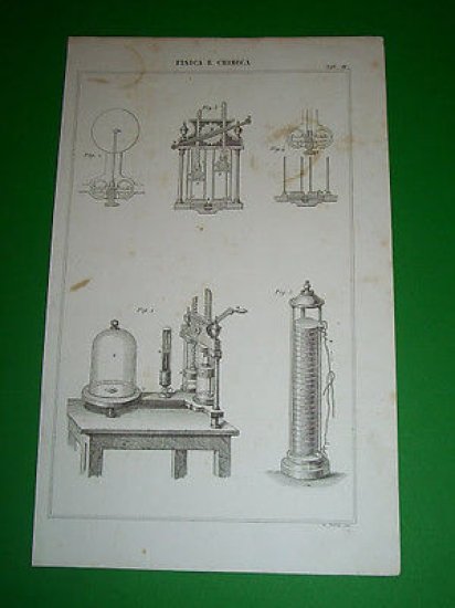 Stampa Incisione - Fisica e Chimica ( tavola III ) 1850 ca - GB