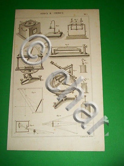 Stampa Incisione - Fisica e Chimica ( tavola n. 1 …