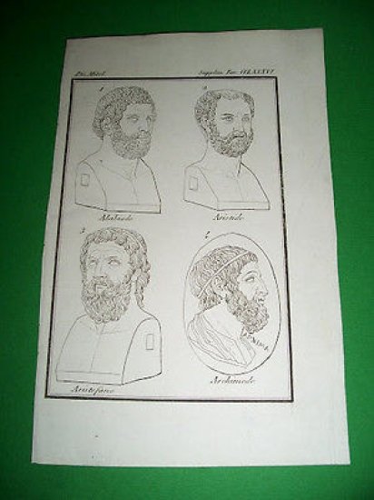 Stampa Incisione - Personaggi Divinità Antica Roma : ARCHIMEDE - 1850 / 1900 GB