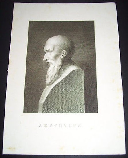 Stampa Incisione - Ritratto di Eschilo - incisore Giuseppe Longhi (?) 1800 ca