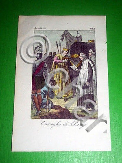 Stampa Incisione acquerellata - Convoglio di San Luigi - 1800 …