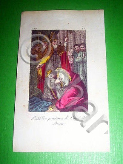 Stampa Incisione acquerellata - Pubblica penitenza di Luigi il Buono … | Immagine Gallery 3