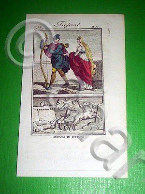 Stampa Incisione acquerellata - Troiani ; Morte di Ettore - … | Immagine Gallery 2