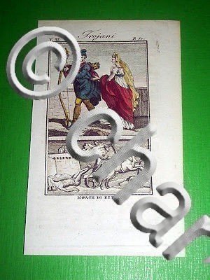 Stampa Incisione acquerellata - Troiani ; Morte di Ettore - … | Immagine Gallery 34