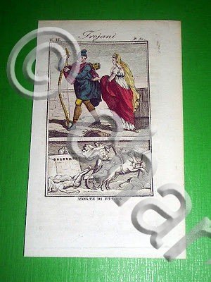 Stampa Incisione acquerellata - Troiani ; Morte di Ettore - … | Immagine Gallery 3