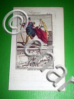 Stampa Incisione acquerellata - Troiani ; Morte di Ettore - … | Immagine Gallery 4