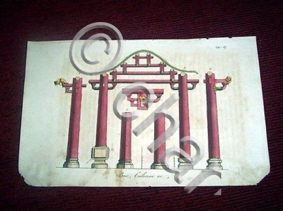 Stampa Incisione Architettura Asia - Basi e Colonne ( incisore …