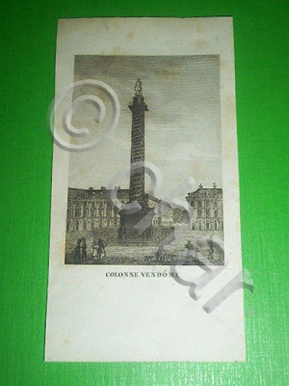 Stampa Incisione Architettura Francia - Colonne Vendome - 1800 ca