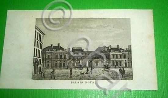 Stampa Incisione Architettura Francia - Palais Royal - 1800 ca