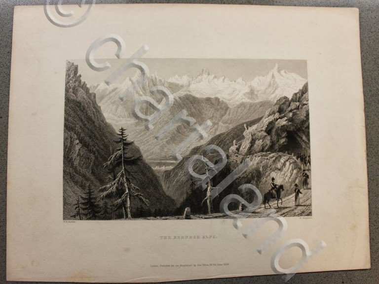 Stampa incisione bulino - Bartlett e Benjamin - Le Alpi …