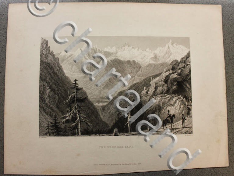 Stampa incisione bulino - Bartlett e Benjamin - Le Alpi …