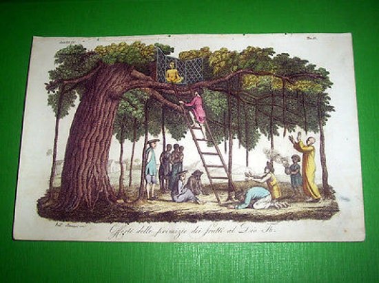 Stampa Incisione Costumi Asia - Offerte al Dio Fò ( … | Immagine principale