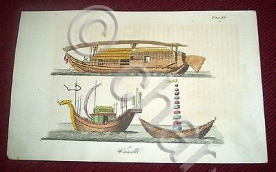 Stampa Incisione Costumi Asia - Vascelli ( incisore Bernieri ) …