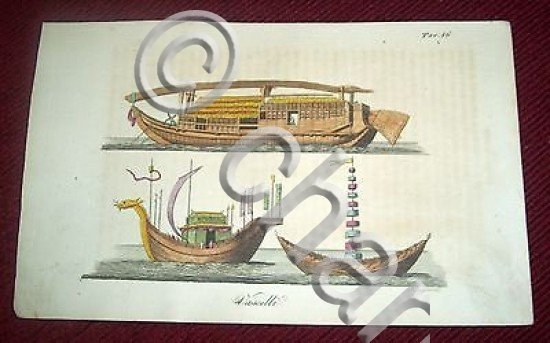 Stampa Incisione Costumi Asia - Vascelli ( incisore Bernieri ) …