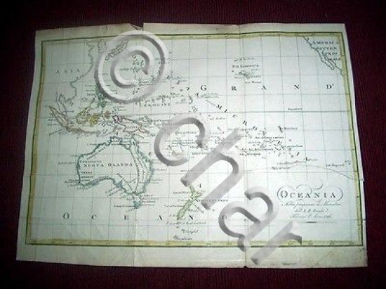 Stampa Incisione d' epoca - Piantina geografica OCEANIA - 1826