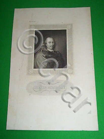 Stampa Incisione d' epoca - Ritratto del drammaturgo Pierre Corneille …