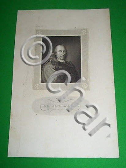 Stampa Incisione d' epoca - Ritratto del drammaturgo Pierre Corneille …