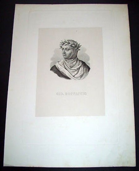 Stampa Incisione d' epoca - Ritratto di Giovanni Boccaccio - …