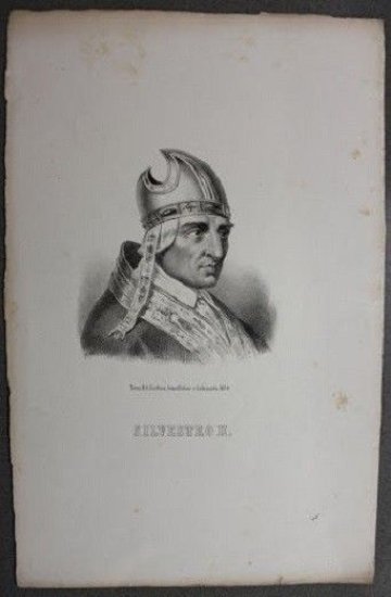 Stampa Incisione d' epoca - Ritratto di Ritratto di Silvestro …