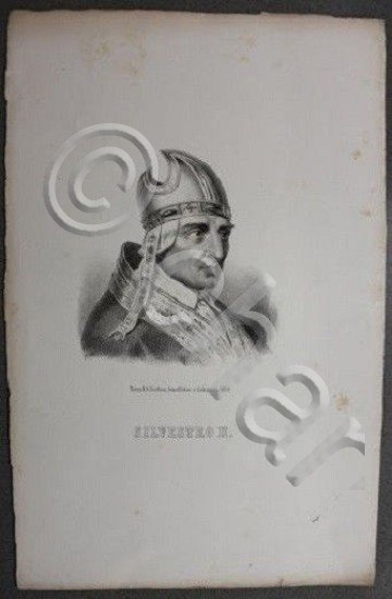 Stampa Incisione d' epoca - Ritratto di Ritratto di Silvestro …