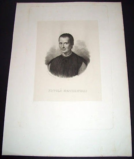 Stampa Incisione d' epoca Ritratto di Niccolò Macchiavelli / Incisore …