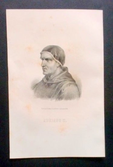Stampa Incisione epoca - Ritratto di Adriano II - 1855 …