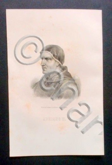 Stampa Incisione epoca - Ritratto di Adriano II - 1855 …