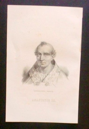 Stampa Incisione epoca - Ritratto di Anastasio III - 1855 …