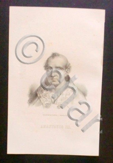 Stampa Incisione epoca - Ritratto di Anastasio III - 1855 …