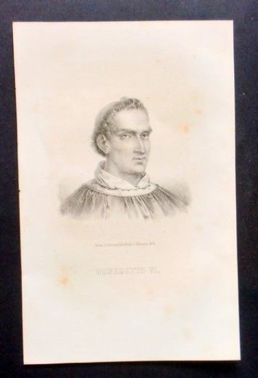 Stampa Incisione epoca - Ritratto di Benedetto VI - 1855 …
