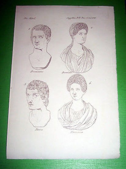 Stampa Incisione Mitologia - Domiziano Domizia Nerva Marciana - 1700 …