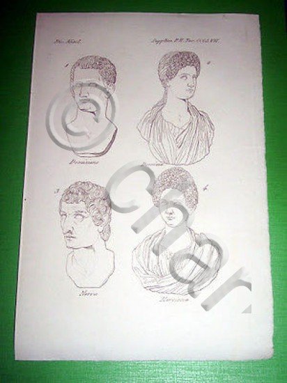 Stampa Incisione Mitologia - Domiziano Domizia Nerva Marciana - 1700 …