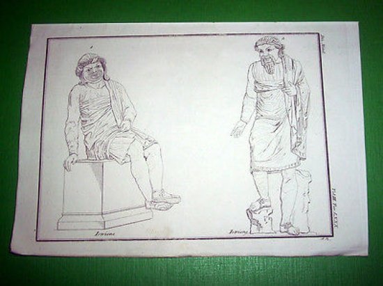 Stampa Incisione Mitologia - ISTRIONE - 1700 ca