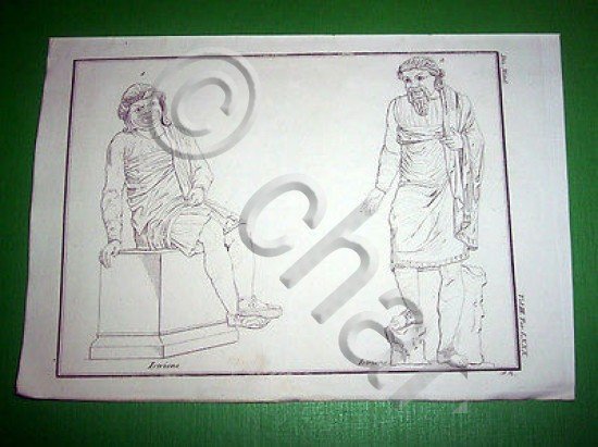 Stampa Incisione Mitologia - ISTRIONE - 1700 ca