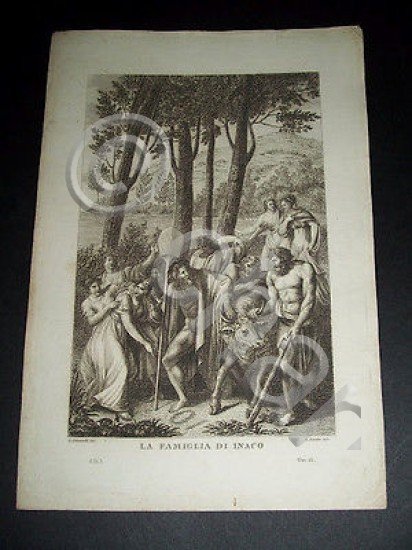 Stampa Incisione Mitologia - La famiglia di Inaco - 1800 …
