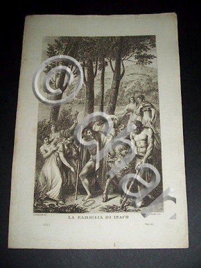 Stampa Incisione Mitologia - La famiglia di Inaco - 1800 …
