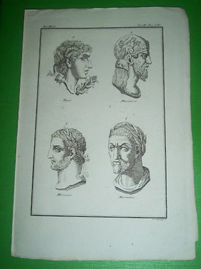 Stampa Incisione Mitologia - Magas , Massinissa , Massenzio , …