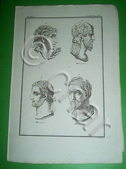 Stampa Incisione Mitologia - Magas , Massinissa , Massenzio , …