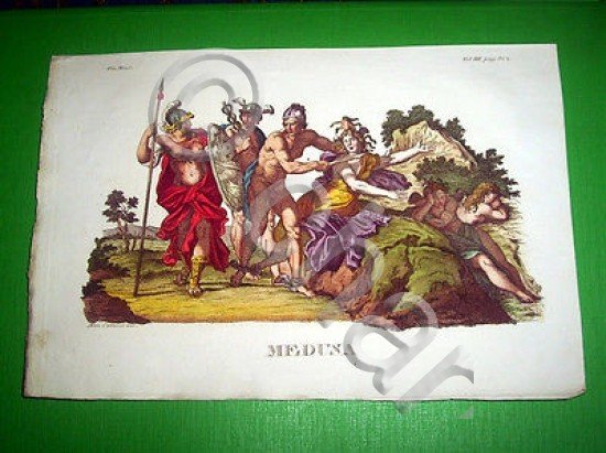 Stampa Incisione Mitologia - MEDUSA - 1700 ca