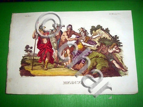 Stampa Incisione Mitologia - MEDUSA - 1700 ca