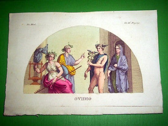 Stampa Incisione Mitologia - OVIDIO - 1700 ca