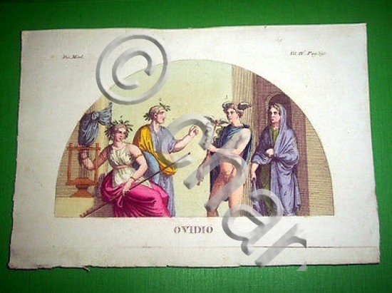 Stampa Incisione Mitologia - OVIDIO - 1700 ca