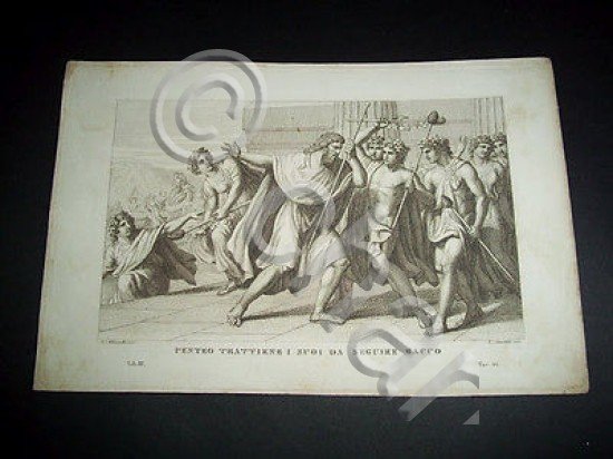 Stampa Incisione Mitologia - Penteo e Bacco - 1800 ca. …