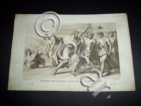 Stampa Incisione Mitologia - Penteo e Bacco - 1800 ca. …