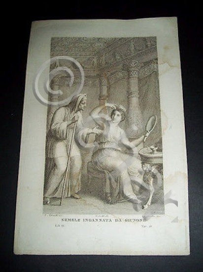 Stampa Incisione Mitologia - Semele ingannata da Giunone - 1800 …
