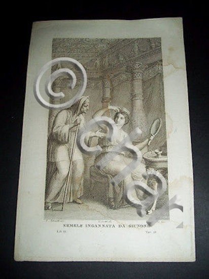 Stampa Incisione Mitologia - Semele ingannata da Giunone - 1800 …