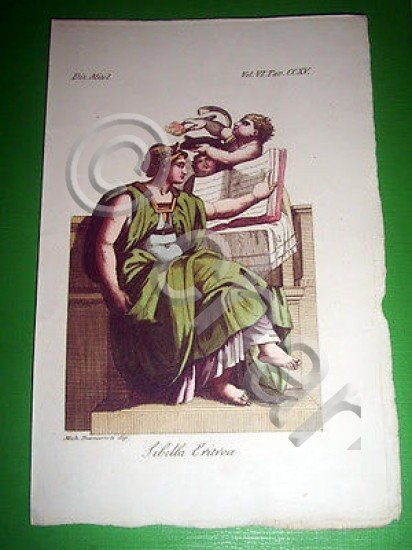 Stampa Incisione Mitologia - Sibilla Eritrea - 1700 ca